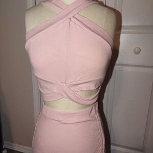 Elegant Pink Cross-Back Dress